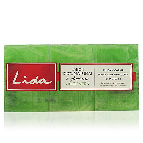 Lida Jabón 100% Natural Glicerina y Aloe Vera - 3 Unidades