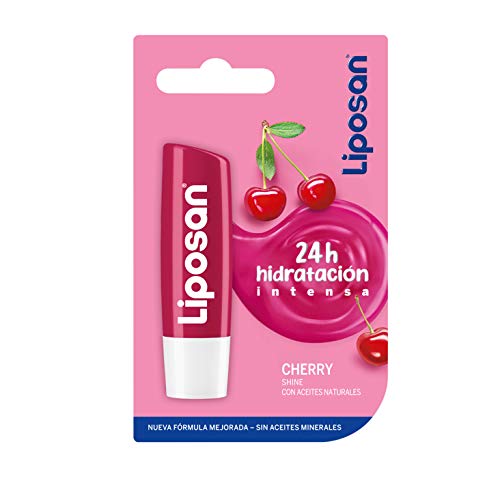 Liposan Cherry Shine, cacao de labios con olor a cereza, bálsamo labial con color, bálsamo hidratante para unos labios bonitos, suaves y jugosos - 1 x 4.8 g