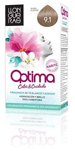 Llongueras Optima Tinte de Cabello Permanente sin Amoniaco Tono #9.1 Rubio Muy Claro Ceniza