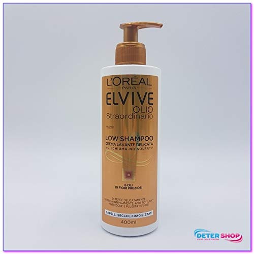 L'Oréal Paris - Champú Elvive Low Shampoo sin espuma ni sulfatos, 400 ml Olio Straordinario