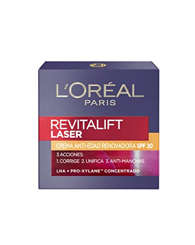 L'Oréal Paris Dermo Expertise Crema de Día Antiedad Revitalift Láser con Protección Solar (SPF20) y Proxylane, 50 ml