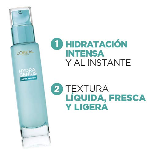 L'Oréal Paris Dermo Expertise - Hydra Genius Aloe Vera cuidado líquido facial, pieles mixtas a grasas - 70 ml