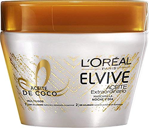 L'Oreal Paris - Elvive Aceite Extraordinario, Mascarilla con Aceite de Coco, Pack de 3 x 300 ml, total: 900 ml