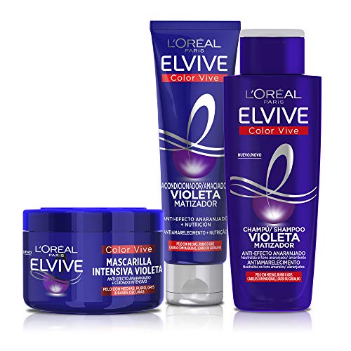 L'Oreal Paris Elvive Color Vive - Champú Violeta Matizador para Pelo Teñido, Rubio, Decolorado o Gris - Pack Ahorro de 3 Unidades x 200 ml, Total: 600 ml