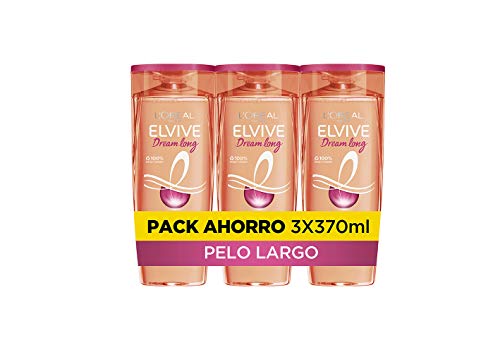 L'Oreal Paris Elvive Dream Long Champú reconstructor - pack de 3 unidades x 370 ml - total: 1110 ml