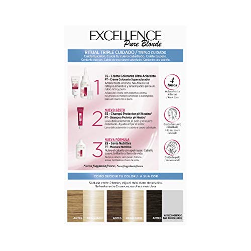 L'Oréal Paris Excellence Coloración Crème Triple Protección, Tono 02 Rubio Ultra Claro Dorado -50 ml