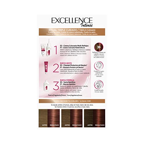 L'Oréal Paris Excellence Intense Coloración, Tono: 5,52 Caoba Sutil