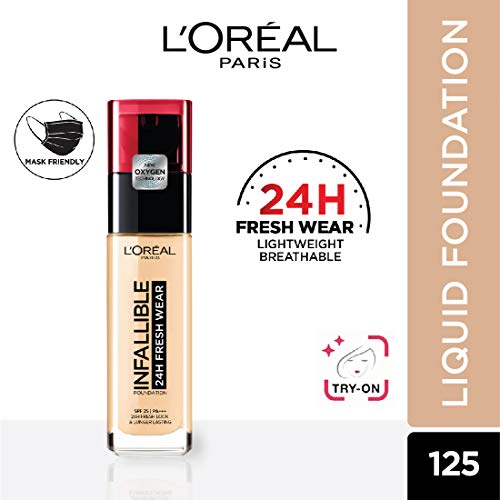 L'Oréal Paris Make-up designer Infalible 24H Fresh Wear Base de Maquillaje de Larga Duración - Tono 125 Naturel Rose, 30 ml