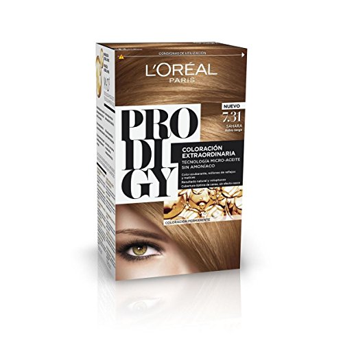 L'Oreal Paris Prodigy Coloración Permanente, Tinte Sin Amoníaco, Color 7.31 Camel - 200 gr