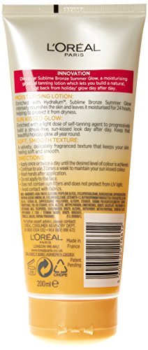 L'oreal paris - Sublime, loción autobronceadora, tono medio, 200 ml