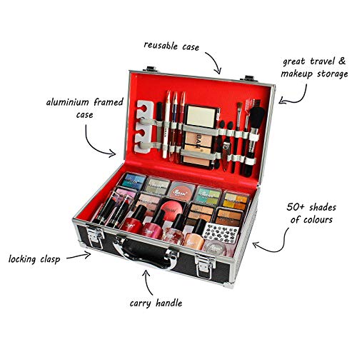 Love Urban Beauty - Juego de caja de maquillaje de manicura francesa Divine Beauty de 76 piezas - Sombras de ojos, resaltador, lápiz labial, brochas para rubor, etc.