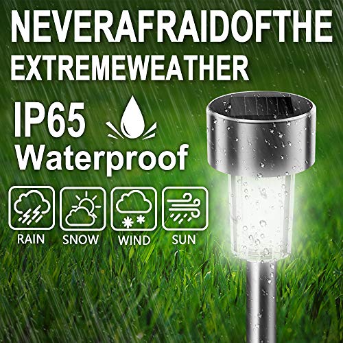 Luces solares Jardín, Nasharia 12 Pcs IP65 LED al Aire Libre Lamparas solares Jardín/Paisaje Impermeable, Energía Solar Luces Jardín, Acero Inoxidable Luz Solar de Césped Para Pasillo, Césped, Patio