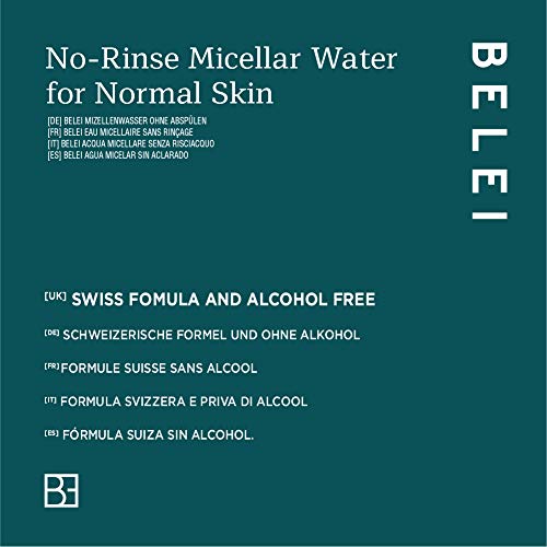 Marca Amazon - Belei Agua micelar sin aclarado para pieles normales, 200 ml