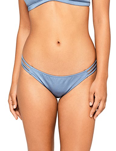 Marca Amazon - IRIS & LILLY Braguita de Bikini Metalizada con Tiras Laterales Mujer, Azul (Riva), M, Label: M