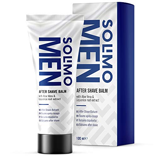 Marca Amazon - Solimo - Men Bálsamo After Shave con aloe vera y extracto de raíz de regaliz - 2 en 1, 4x100ml