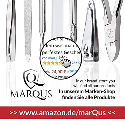 marQus set manicura de 5 piezas de Solingen Alemania - Set de manicura y pedicura para hombre y mujer en estuche de piel auténtica, kit de manicura y pedicura ideal para viaje