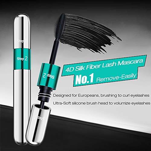 Mascara de Pestañas 4D Waterproof - DRMODE Mascara de Pestañas con Fibras de Seda, Aspecto Natural y Falso de Pestañas en una Máscara de Pestañas, Máscara de Larga Duración para Definición y Volumen