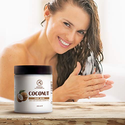 Mascarilla Capilar de Coco 250 ml - con 100% Aceite de Coco Natural - para Crecimiento y Volumen del Cabello - Sin Sulfato - Sin Parabenos - para Todo Tipo de Cabellos - Cuidado del Cabello