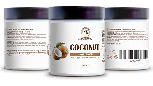 Mascarilla Capilar de Coco 250 ml - con 100% Aceite de Coco Natural - para Crecimiento y Volumen del Cabello - Sin Sulfato - Sin Parabenos - para Todo Tipo de Cabellos - Cuidado del Cabello