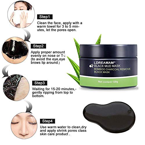 Mascarilla Exfoliante Facial,Puntos Negros Mascarilla,Black Mask Máscara Facial de Barro Negro,Purificante Espinillas y Piel Muerta, Hidratar Piel, Eliminar Puntos Negros, Acné 120g