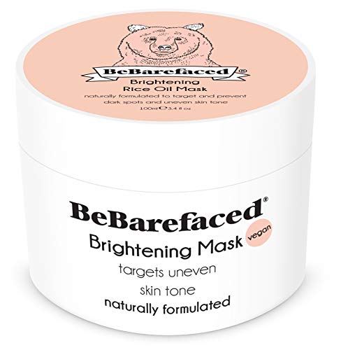 Mascarilla facial iluminadora con aceite de salvado de arroz de BeBarefaced – Tratamiento facial antienvejecimiento para la hiperpigmentación, tonos desiguales en la piel, puntos oscuros daños solares