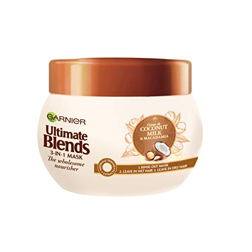 Mascarilla Garnier Ultimate Blends de leche de coco, tratamiento para cabello seco, 300 ml