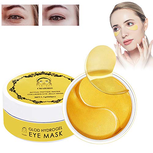 Mascarilla para los ojos, Parches para los ojos, Máscara para Ojos De Colágeno, Ojos Parches, Anti Arrugas,Reduce Las Ojeras, aclarar las arrugas finas de Ojos, (60pcs-oro)