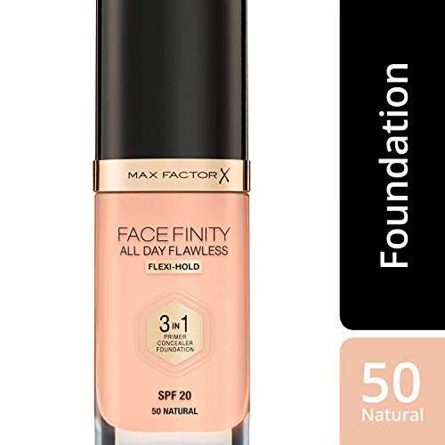 Max factor - All day flawless 3 in 1 foundation, base de maquillaje, 50 natural