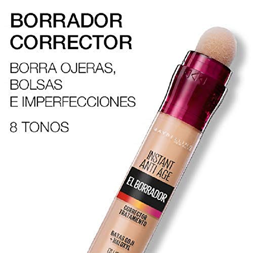 Maybelline Corrector de Ojeras, Bolsas e Imperfecciones Borrador Ojos Tono 00 Ivory pieles claras - 6.8 ML