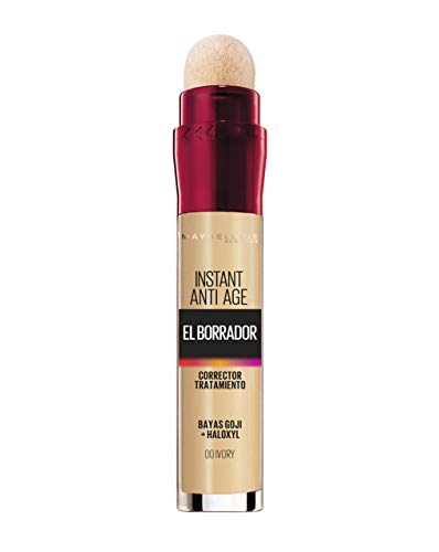 Maybelline Corrector de Ojeras, Bolsas e Imperfecciones Borrador Ojos Tono 00 Ivory pieles claras - 6.8 ML