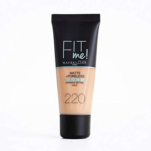 Maybelline Fit Me Base de Maquillaje Mate, Sin Poros, 220 Beige Natural - 30 ml