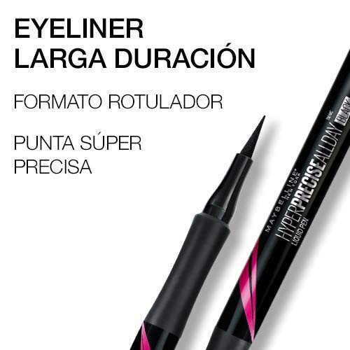 Maybelline New York - Hyper Precise All Day Matte Eyeliner Mate, Larga Duración, Waterproof, Color Negro