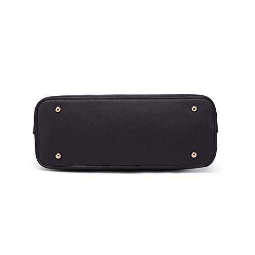 Miss Lulu Bolsas de Señoras Moda Cuero Pu 2 Piezas Totalizador Bolsos de Hombro para Mujeres (Negro)