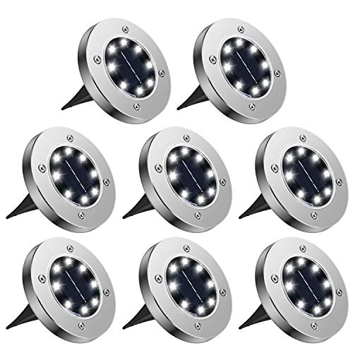 moinkerin 8 Piezas Luces de Tierra Solares Lamparas Solares Jardin Suelo Luces Solares Jardin para Calzada, Césped, Escalón, Valla de Escalera (8LED)