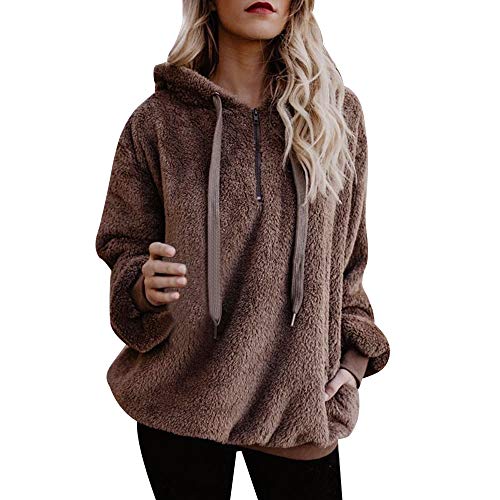 Mujer Caliente y Esponjoso Tops Chaqueta Suéter Abrigo Jersey Mujer Otoño-Invierno Talla Grande Hoodie Sudadera con Capucha riou