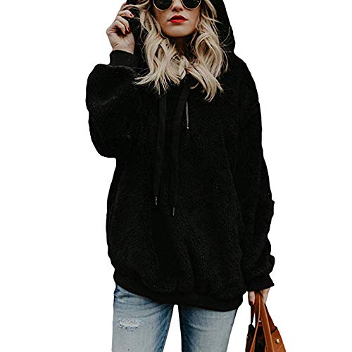 Mujer Caliente y Esponjoso Tops Chaqueta Suéter Abrigo Jersey Mujer Otoño-Invierno Talla Grande Hoodie Sudadera con Capucha riou