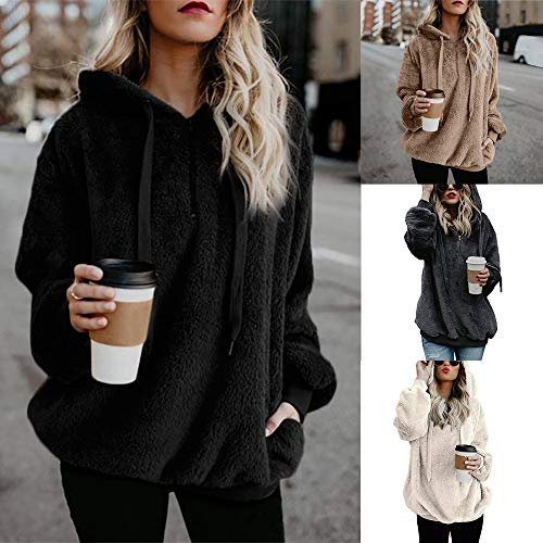 Mujer Caliente y Esponjoso Tops Chaqueta Suéter Abrigo Jersey Mujer Otoño-Invierno Talla Grande Hoodie Sudadera con Capucha riou