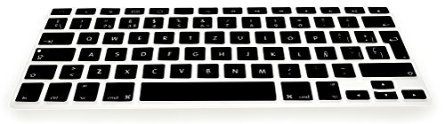 MyGadget Funda Teclado QWERTY [Español] para Apple MacBook Air 13" & Pro Retina 13/15" - Skin Protector Keyboard Cover de Silicona TPU - Negro