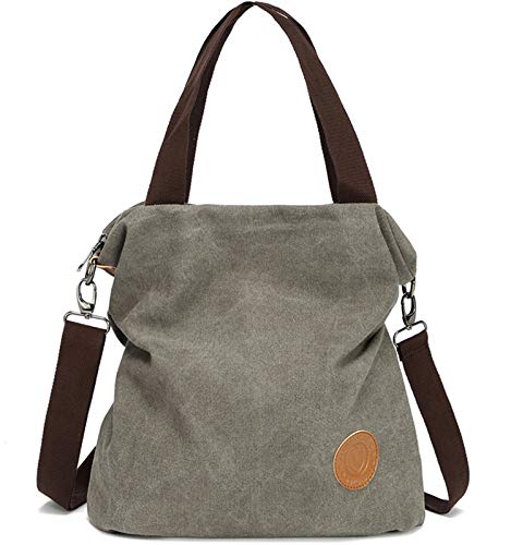 Myhozee Bolsos de Mujer,Bolso Bandolera Mujer Bolso Lona de Hombro Bolso Tote Bolso Shopper Bolso de Mano para Multifuncional - Gris