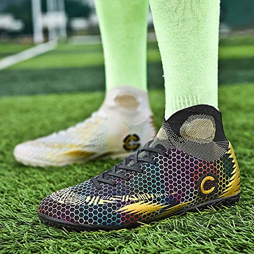 N /A Moldeado de fútbol Botas, Botas de fútbol de Oro de Menores/Zapatos de fútbol al Aire Libre Gils Formación Zapatillas de Deporte Unisex Botas de fútbol Breatheable Botines de fútbol-Top,E,35