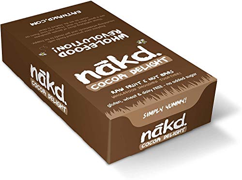 Nakd Barritas de Fruta y Frutos Secos al Cacao - Pack de 18 x 35 g, Sin Azúcar Añadido, Sin Gluten, Sin Lactosa, Vegano