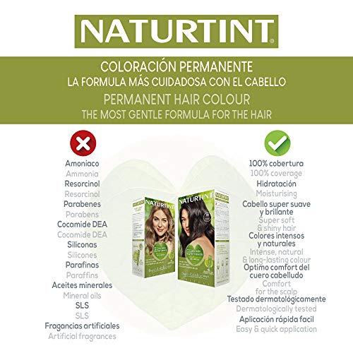 Naturtint Coloración 2.1 Negro Azulado - 100% Cobertura de canas y Hidratación, Ingredientes Vegetales, Color Natural y Duradero, Tinte Sin Amoniaco, Parabenes, Siliconas – 170ml