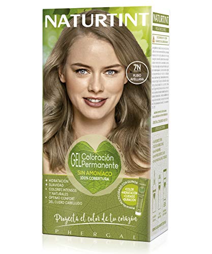 Naturtint Coloración 7N Rubio Avellana - 100% Cobertura de canas y Hidratación, Ingredientes Vegetales, Color Natural y Duradero, Tinte Sin Amoniaco, Parabenes, Siliconas – 170ml