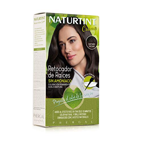 Naturtint Retocador de Raíces Sin Amoníaco,  Castaño Oscuro, 100%Cobertura 45ml