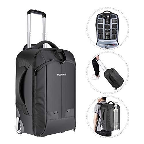 Neewer – Mochila Convertible en Maleta de Ruedas para cámaras SLR/DSLR y Accesorios (NW3300), Negro