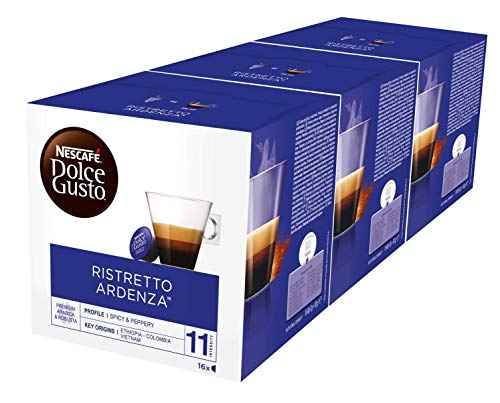 NESCAFÉ Dolce Gusto Café Ristretto Ardenza, Pack de 3 x 16 Cápsulas - Total: 48 Cápsulas de Café