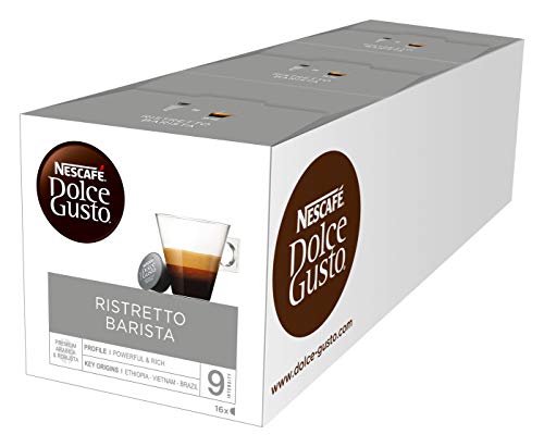 NESCAFÉ Dolce Gusto Ristretto Barista, Pack de 3 x 16 Cápsulas - Total: 48 Cápsulas de Café