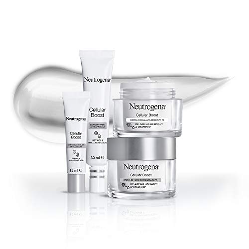 Neutrogena Cellular Boost Anti-edad, Pack Crema de Noche Regeneradora + Contorno de Ojos Anti-arrugas Rejuvenecedor