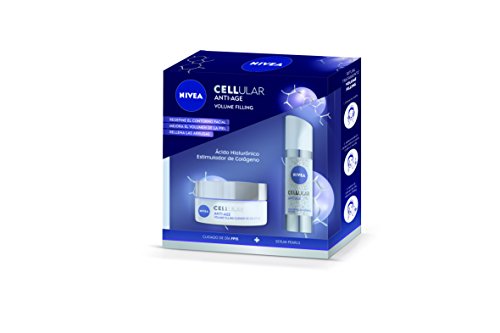 NIVEA Cellular Anti-Age Volume Filling Set de Belleza Crema de Día y Sérum, 2 Piezas, Estándar, Negro