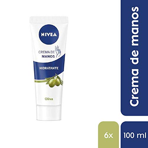 NIVEA Crema de Manos Hidratante Aceite de Oliva en pack de 6 (6 x 100 ml), crema para el cuidado de la piel seca, crema para conseguir una hidratación profunda